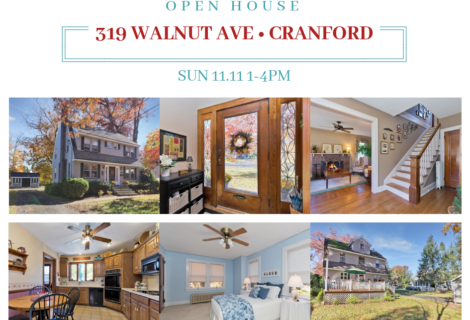 Cranford Open House! 319 Walnut Ave Cranford Sunday Nov 11,1-4pm